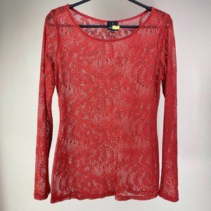 ELLA MOSS lace long sleeve scoop neck top SZ M